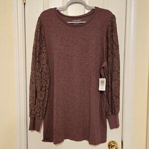 NWT Torrid mauve lace sleeve top - Size 3